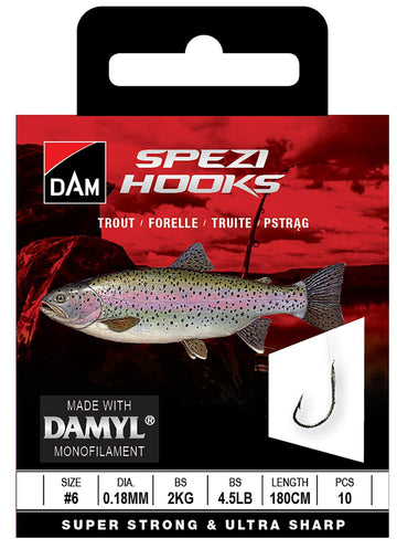 DAM SPEZI TROUT 6 0.18MM 2KG 180CM 10PCS