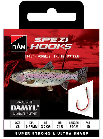 DAM SPEZI TROUT RED 6 0.22MM 3.2KG 70CM 10PC