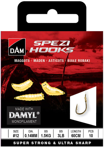 DAM SPEZI MAGGOTS 12 0.14MM 1.5KG 60CM 10PCS