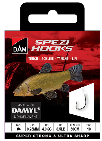 DAM SPEZI TENCH 4 0.25MM 4.0KG 50CM 10PCS