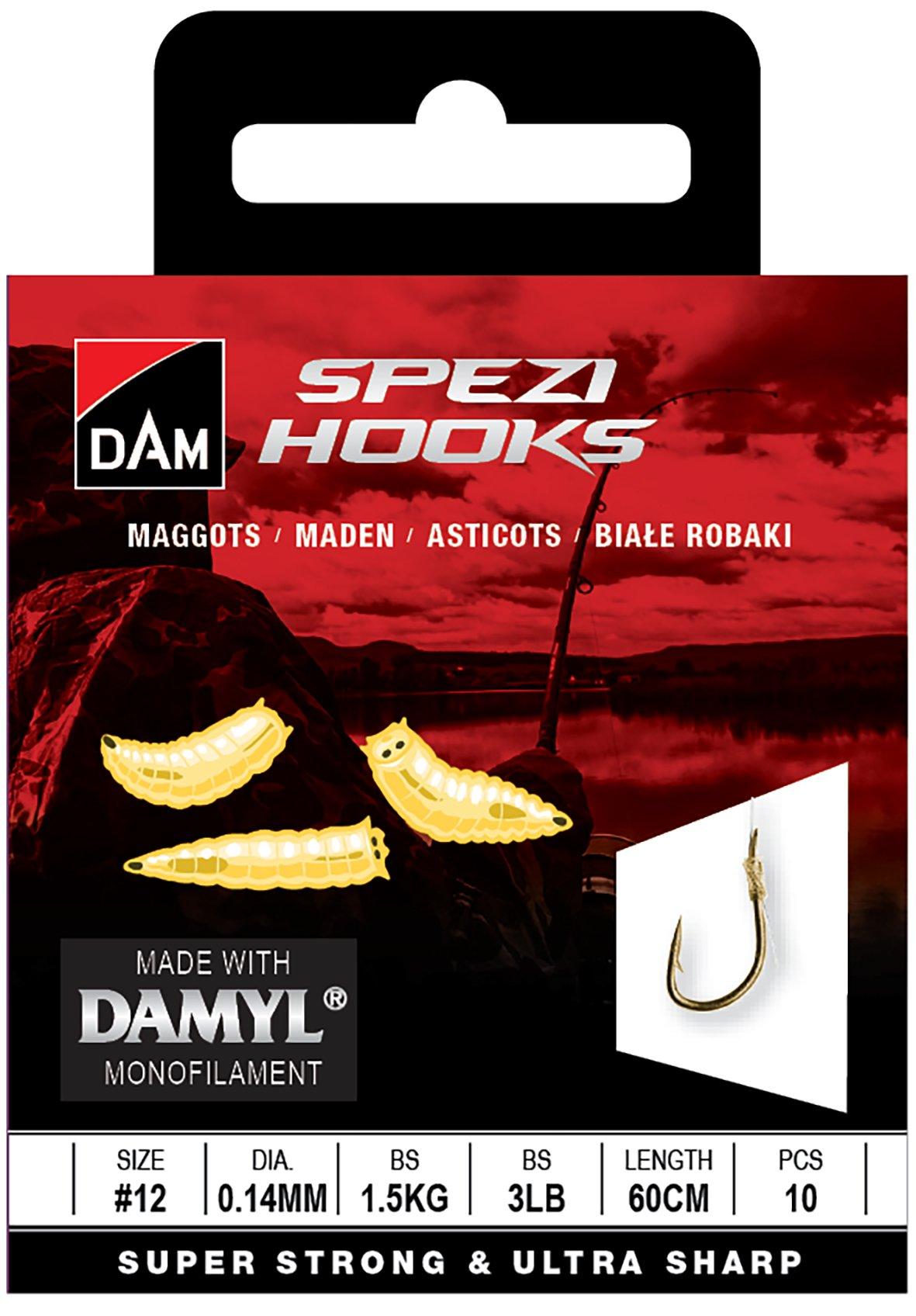 DAM SPEZI MAGGOTS 12 0.14MM 1.5KG 60CM 10PCS